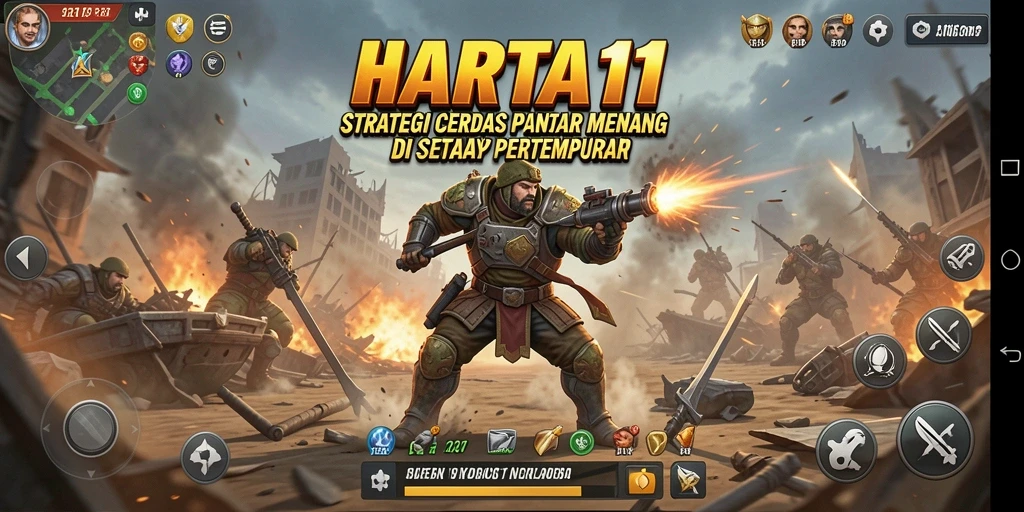 Tampilan intens pertempuran dalam permainan strategi HARTA11.