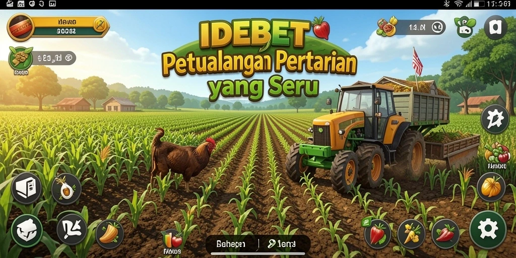 Screenshot utama gameplay yang menggambarkan keseruan bertani di IDEBET.