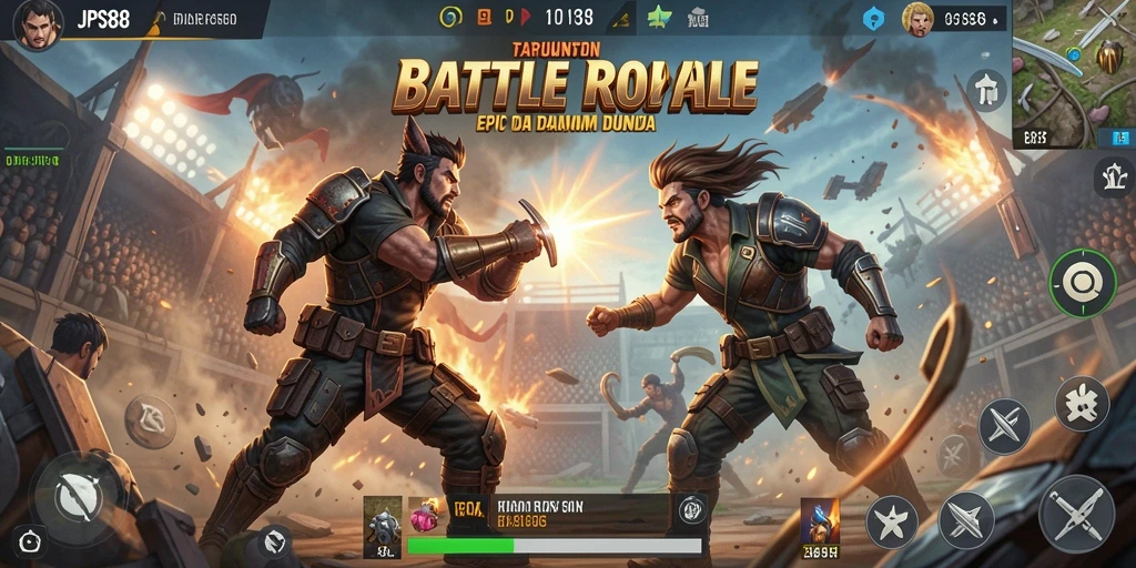 Screenshot JPS88 menampilkan aksi intens dalam pertempuran Battle Royale.