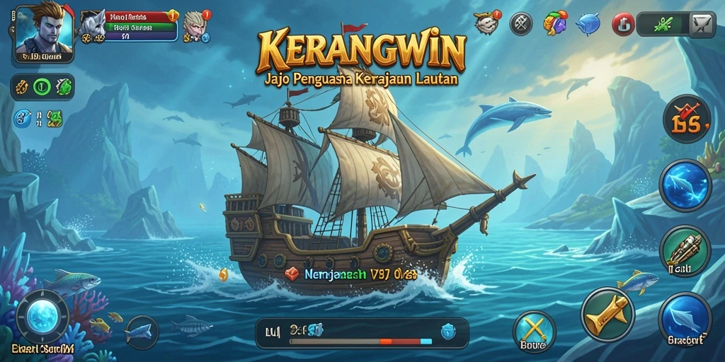 Screenshot gameplay KERANGWIN menampilkan aktivitas penangkapan krustasea yang intens.