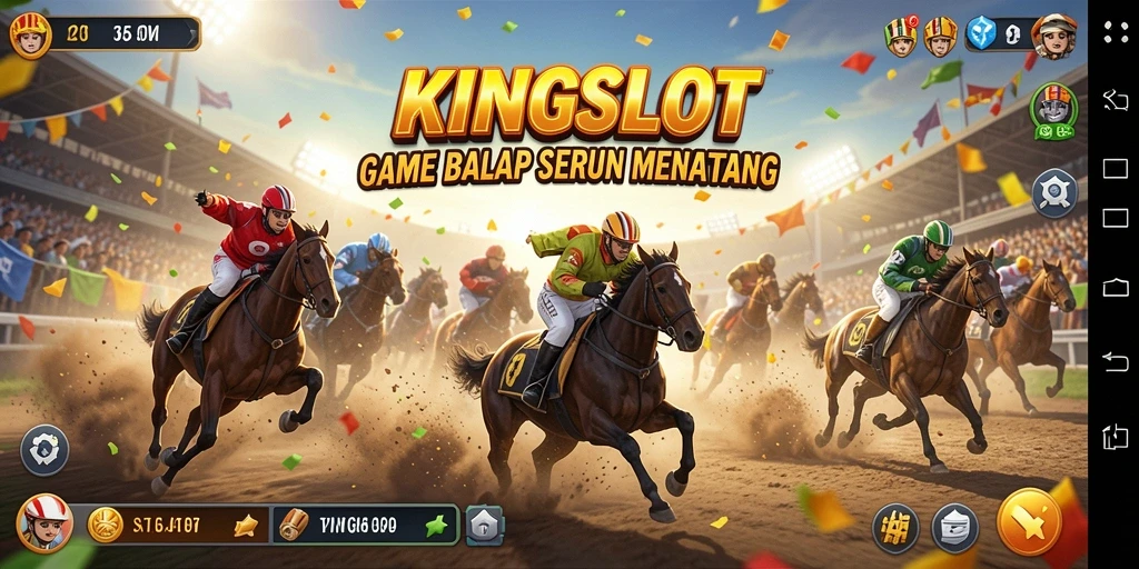 Tampilan gameplay KINGSLOT yang menampilkan balapan penuh adrenalin.