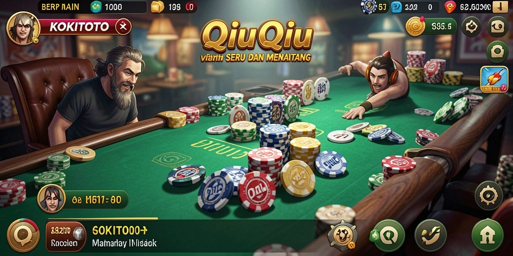 Tampilan gameplay seru KOKITOTO dengan kartu dan strategi QiuQiu.
