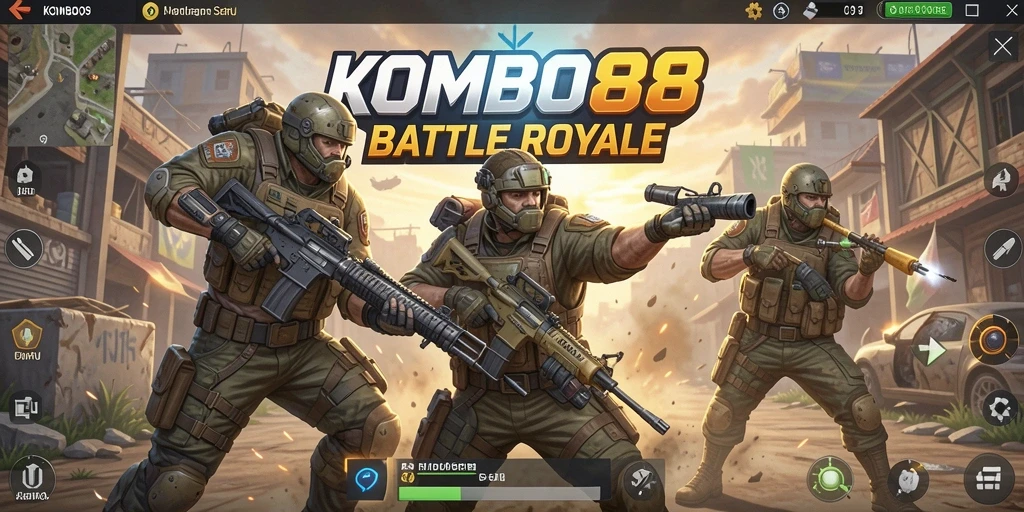 Screenshot KOMBO88 menampilkan aksi mendebarkan dalam pertempuran Battle Royale.
