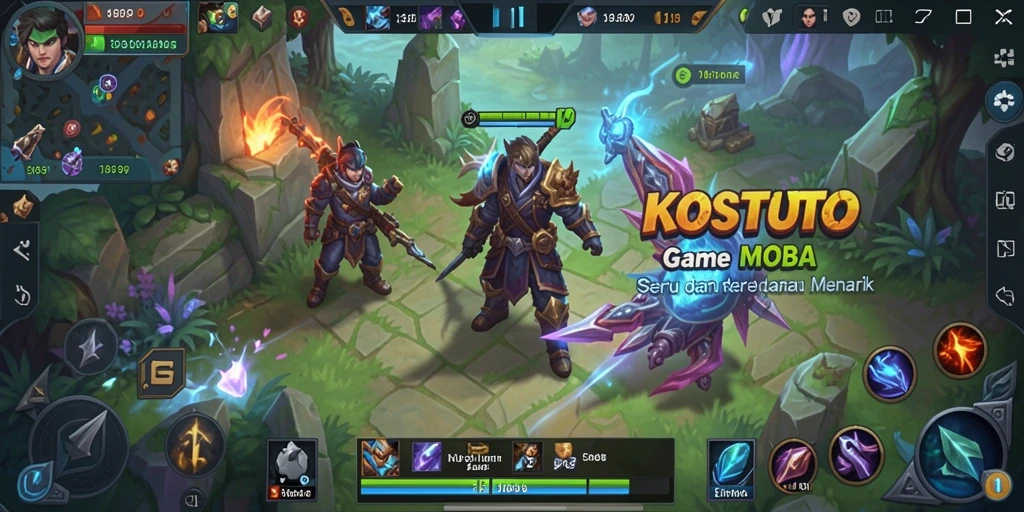 Tampilan gameplay MOBA KOSTOTO yang dinamis dan seru.
