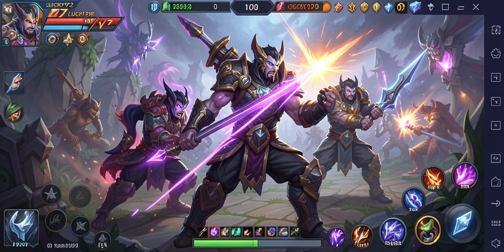 Tampilan gameplay seru dalam LUCKY72 dengan aksi pertempuran yang mendebarkan.