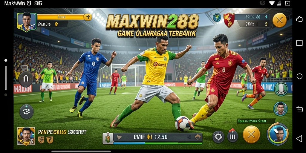 Screenshot MAXWIN288 menampilkan gameplay seru dengan karakter yang beraksi dalam olahraga.