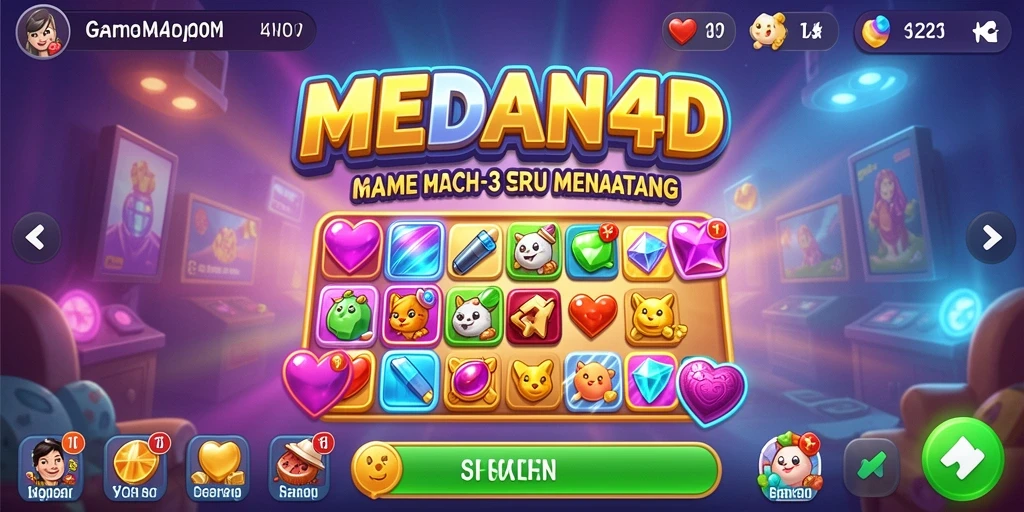 Tampilan menarik dari gameplay seru MEDAN4D di level Match-3.