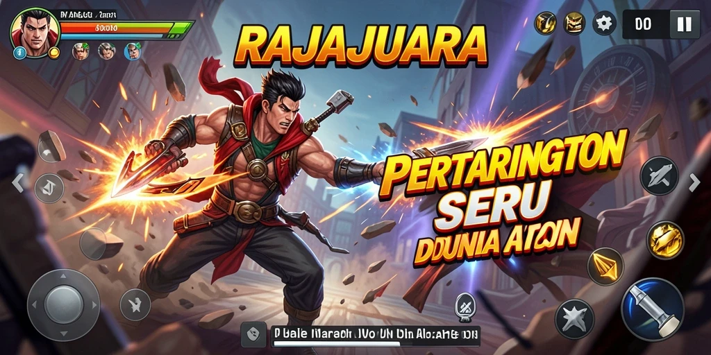 Tampilan aksi seru dalam gameplay RAJAJUARA.