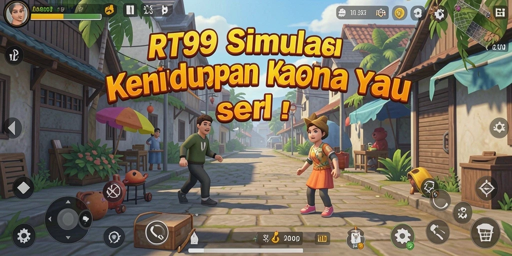 Tampilan gameplay RT99 yang menampilkan interaksi karakter dalam simulasi kehidupan.