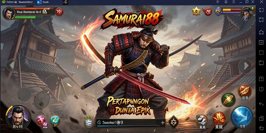 Screenshot gameplay SAMURAI88 menampilkan aksi pertarungan yang mendebarkan.