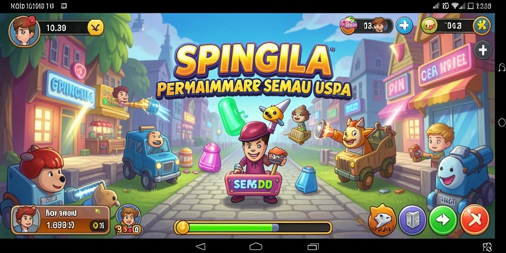 Tampilan utama gameplay SPINGILA dengan aksi arcade yang seru.