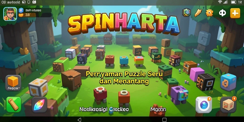 Tampilan gameplay menantang dari SPINHARTA yang penuh warna.