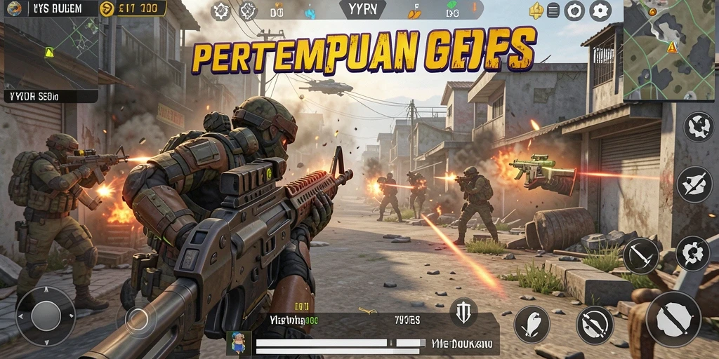 Screenshot gameplay YYRR menampilkan aksi tembak-menembak yang intens.